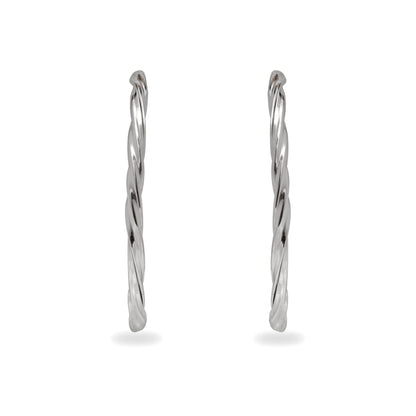 TWISTED BIG SIZE 925 SILVER HOOPS