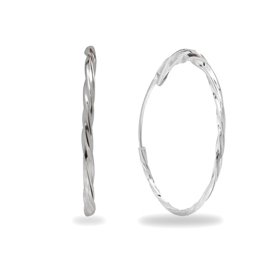 TWISTED BIG SIZE 925 SILVER HOOPS