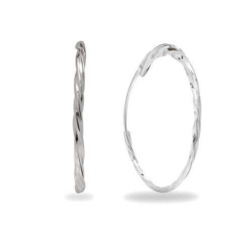 TWISTED BIG SIZE 925 SILVER HOOPS