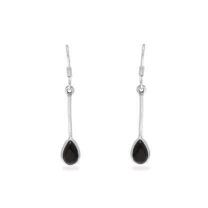 NATURAL BLACK STONE 925 SILVER HANGING