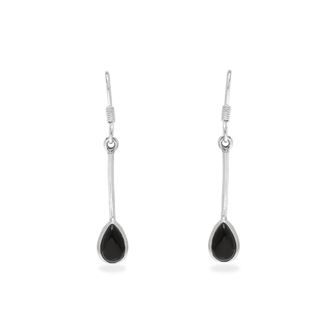 NATURAL BLACK STONE 925 SILVER HANGING