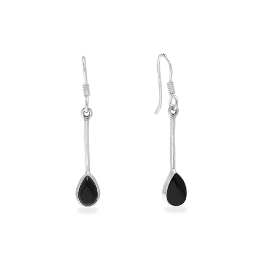 NATURAL BLACK STONE 925 SILVER HANGING