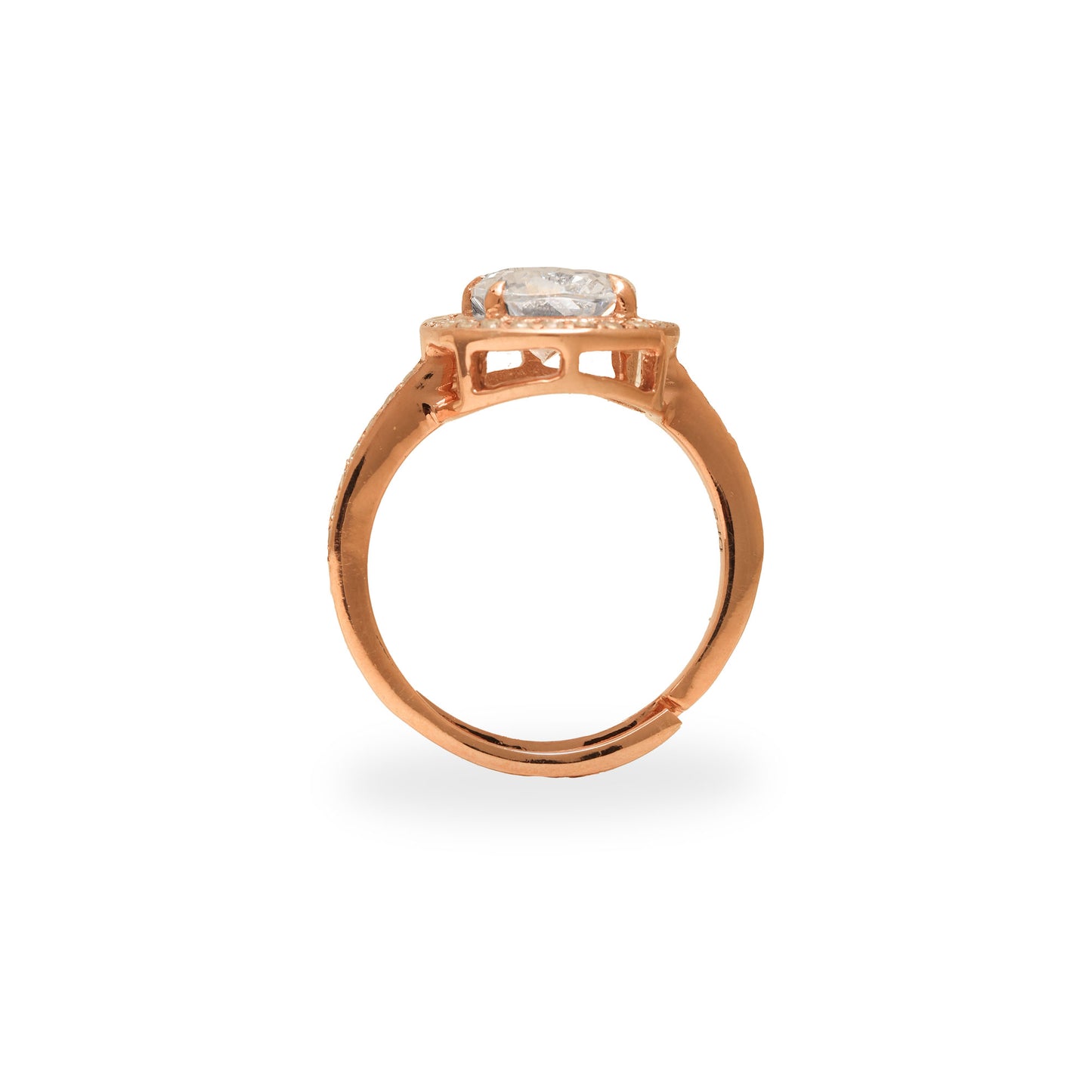 925 SILVER ROSE GOLD CLASSIC SOLITAIRE ADJUSTABLE RING