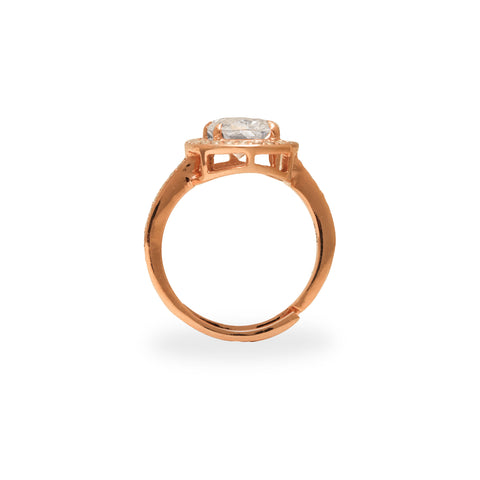 925 SILVER ROSE GOLD CLASSIC SOLITAIRE ADJUSTABLE RING