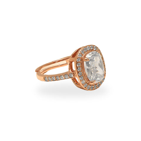 925 SILVER ROSE GOLD CLASSIC SOLITAIRE ADJUSTABLE RING