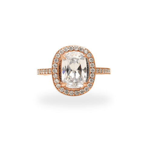 925 SILVER ROSE GOLD CLASSIC SOLITAIRE ADJUSTABLE RING