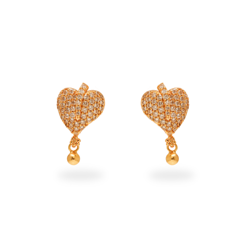 Glistening Heart 925 Silver Earrings Adorned with Golden Finish