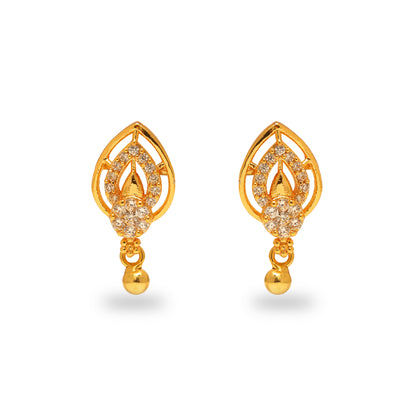 925 SILVER 24K GOLD PLATED OVAL DESIGN EARRINGS