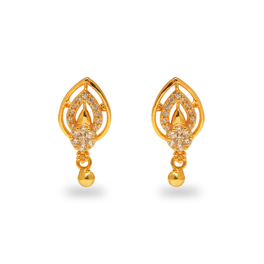 925 SILVER 24K GOLD PLATED OVAL DESIGN EARRINGS