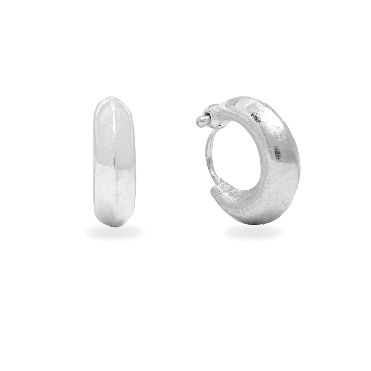 925 SILVER HALF MOON HOLLOW HOOPS