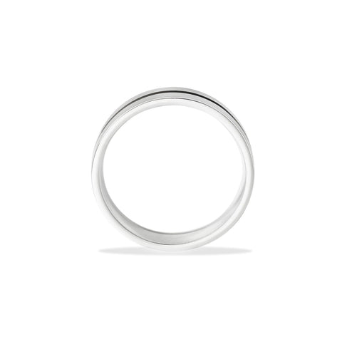 Elegant Contrast: 925 Sterling Silver Band Ring with Sleek Black Accent