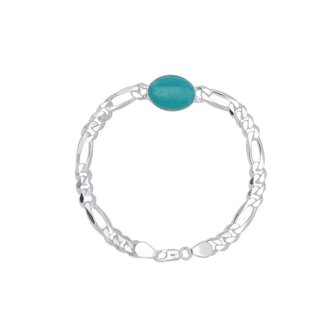 925 Sterling Silver Designer Figaro Chain Turquoise Stone salman khan Bracelet