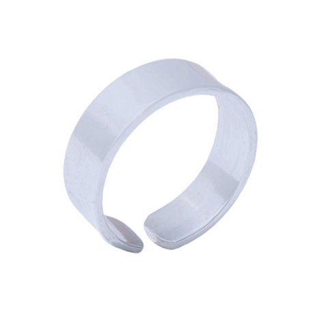 “Minimalist Elegance: Men’s Adjustable 925 silver  Open Band Flat Ring