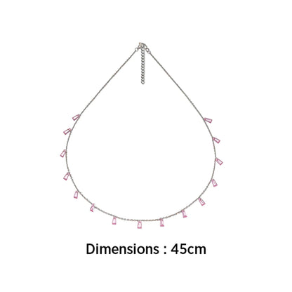 Pink Crystal Charm Necklace in 925 Sterling Silver