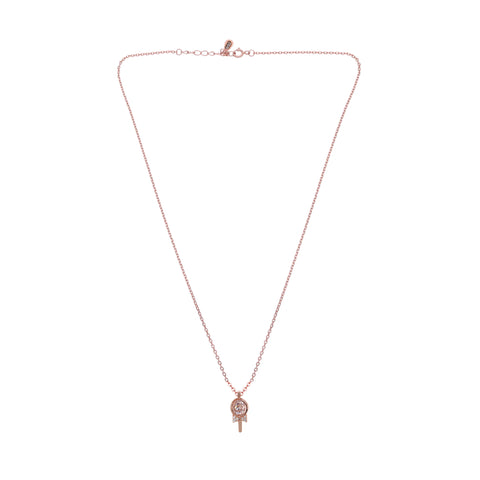 Gorgeous Rose Gold Plated 925 Silver Necklace with Floral Design and Sparkling Accent