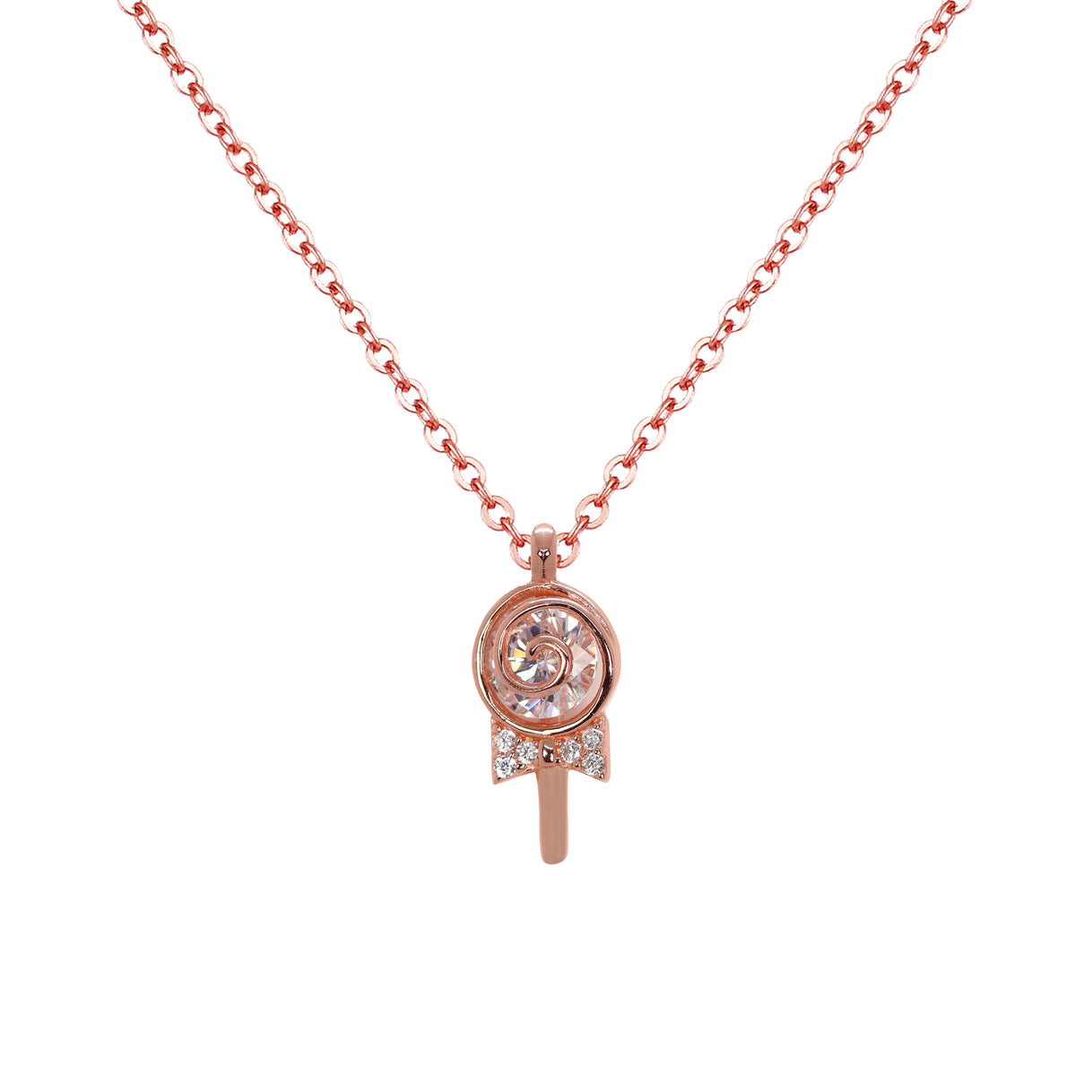 Gorgeous Rose Gold Plated 925 Silver Necklace with Floral Design and Sparkling Accent