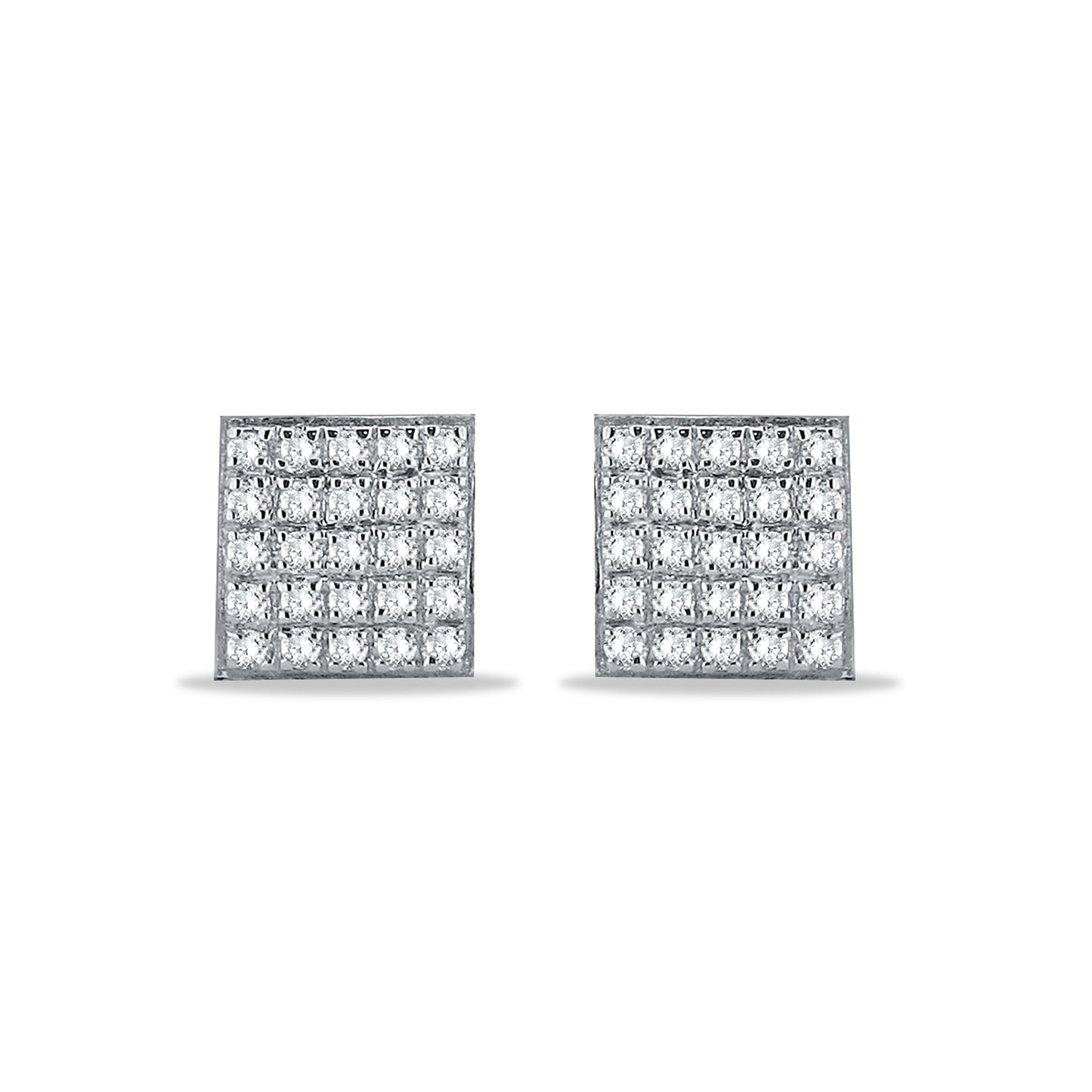 Stunning 925 Silver Square Stud Earrings with Multiple cz stone