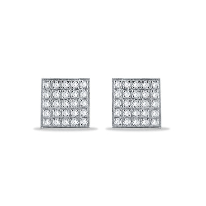 Stunning 925 Silver Square Stud Earrings with Multiple cz stone