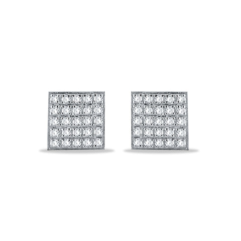 Stunning 925 Silver Square Stud Earrings with Multiple cz stone