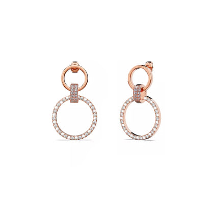 Glamorous Circles: Rose Gold Plated 925 Silver Earrings with Crystal Accents