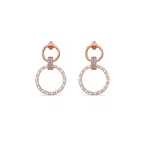 Glamorous Circles: Rose Gold Plated 925 Silver Earrings with Crystal Accents