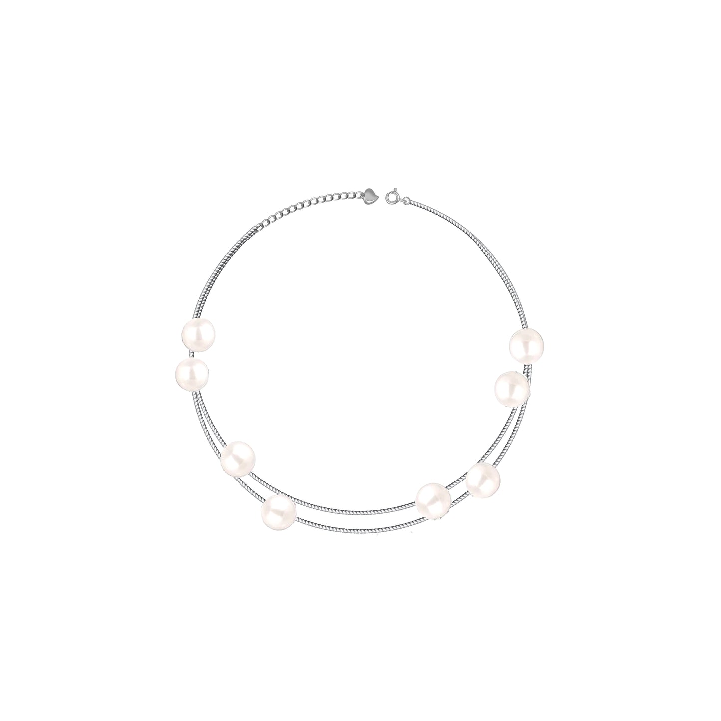 Pearlfection: 925 Silver Chain Bracelet with White Pearls