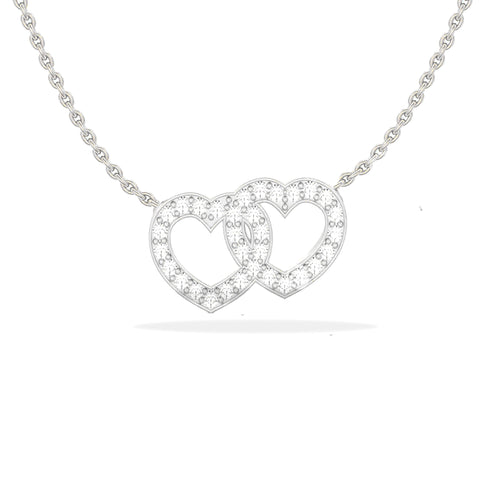 Sparkling Love: 925 Silver Necklace with Interlocked Hearts Pendant