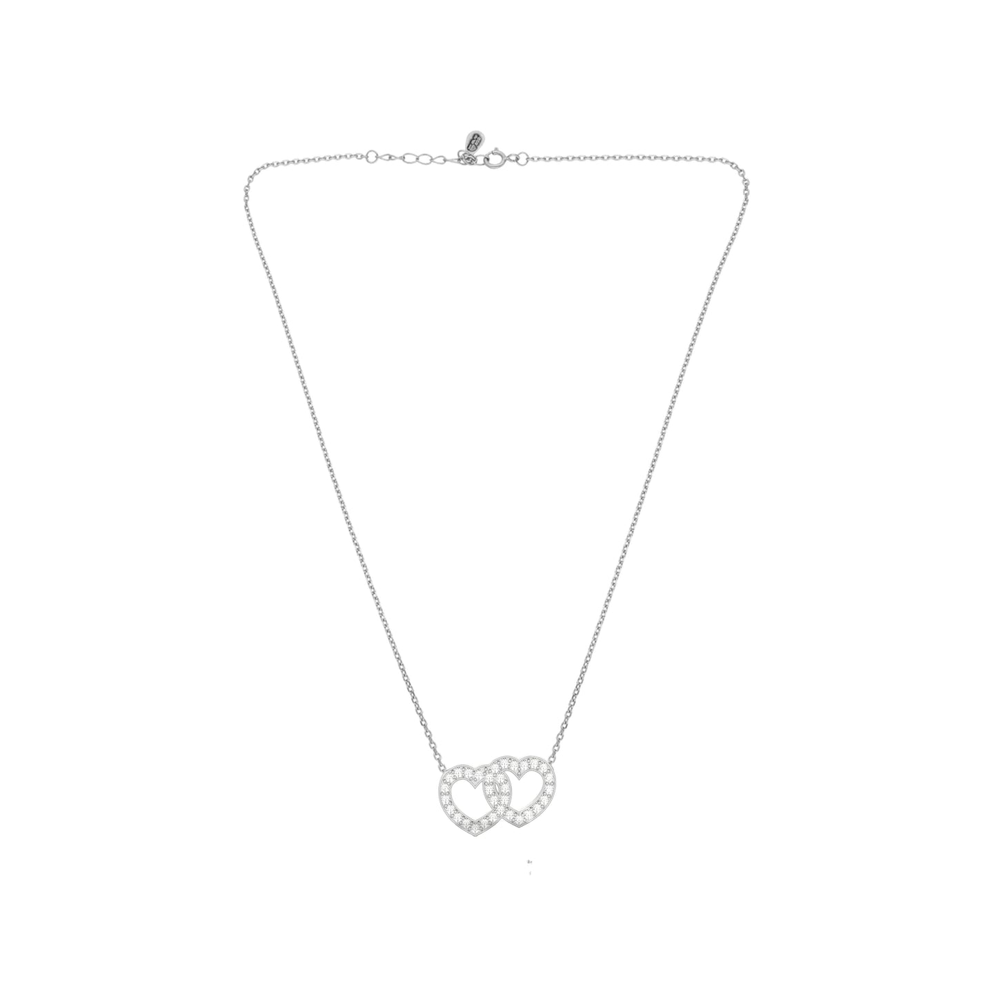 Sparkling Love: 925 Silver Necklace with Interlocked Hearts Pendant
