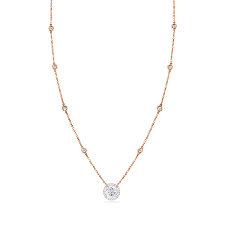 Elegance in Bloom: 925 Silver Rose Gold Plated Chain with Dazzling Pendant