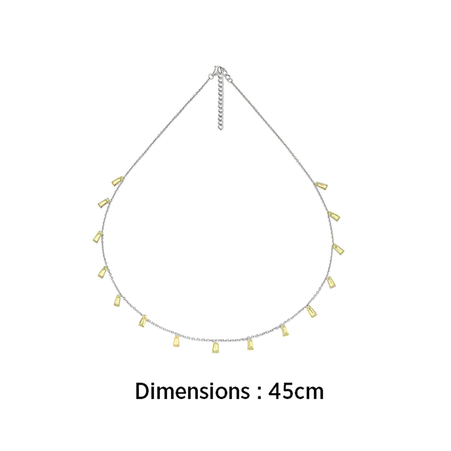 925 Silver Necklace with Dazzling Yellow Crystal Charms
