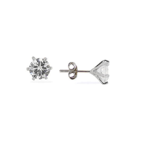 Elegant 925 Silver Solitaire Stud Earrings