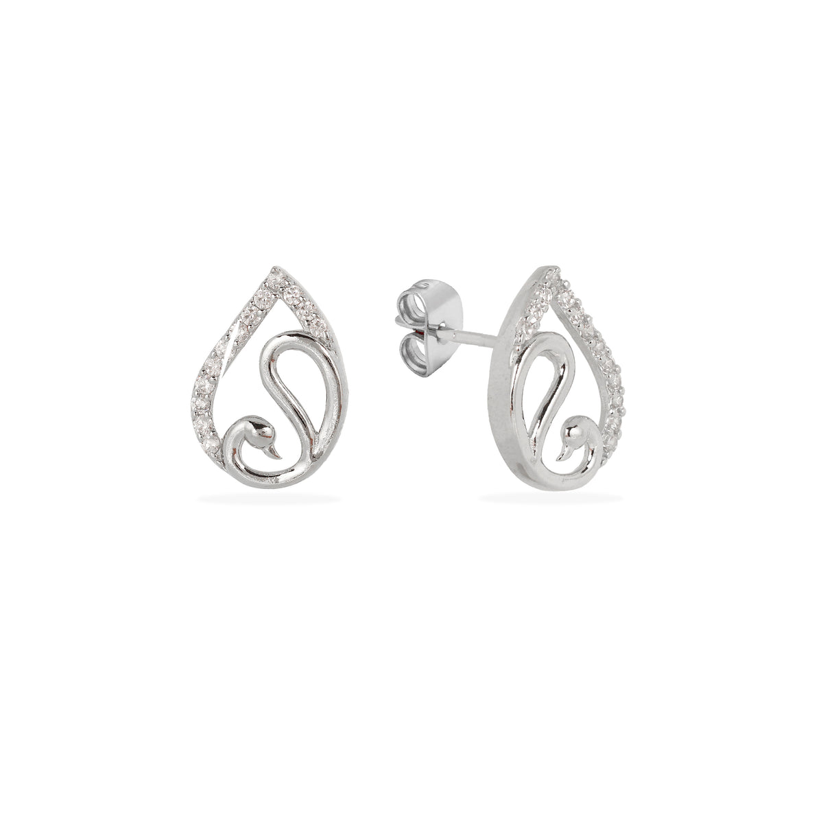 Elegant Swirl 925 Silver Stud Earrings”