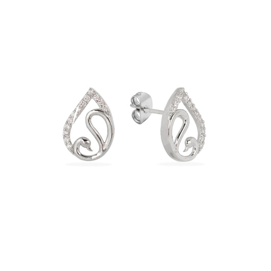 Elegant Swirl 925 Silver Stud Earrings”