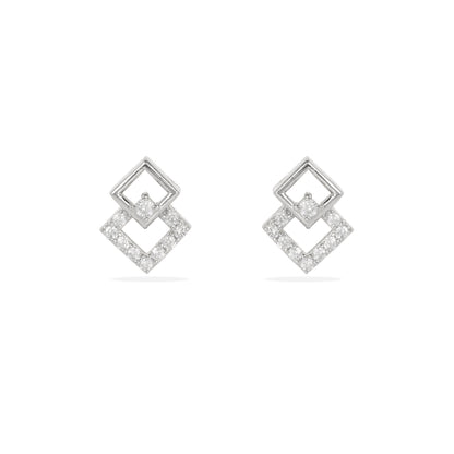 Modern and Minimalist: 925 Silver Geometric Stud Earrings with Sparkle