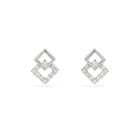 Modern and Minimalist: 925 Silver Geometric Stud Earrings with Sparkle