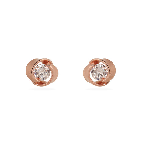 925 SILVER ROSE PLATED CUBIC ZIRCON STUDDED STUD FOR HER