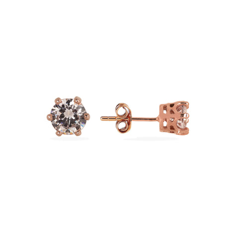 Luxe Luster 925 Silver Rose Gold Plated Faceted Stud Earrings for Any Occasion