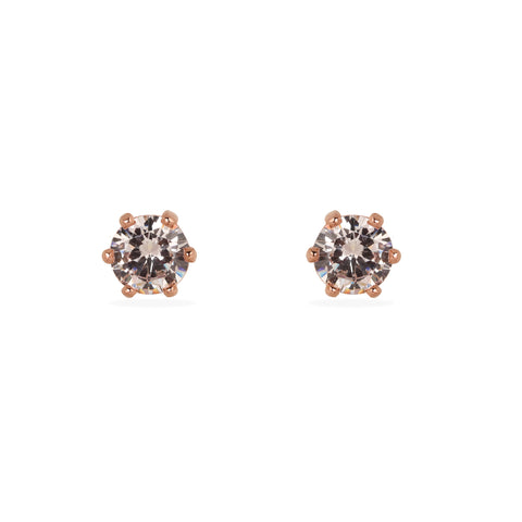 Luxe Luster 925 Silver Rose Gold Plated Faceted Stud Earrings for Any Occasion