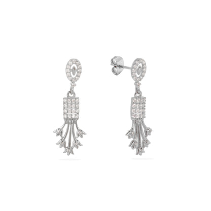 Glamorous 925 Sterling Dangle Earrings with Crystals