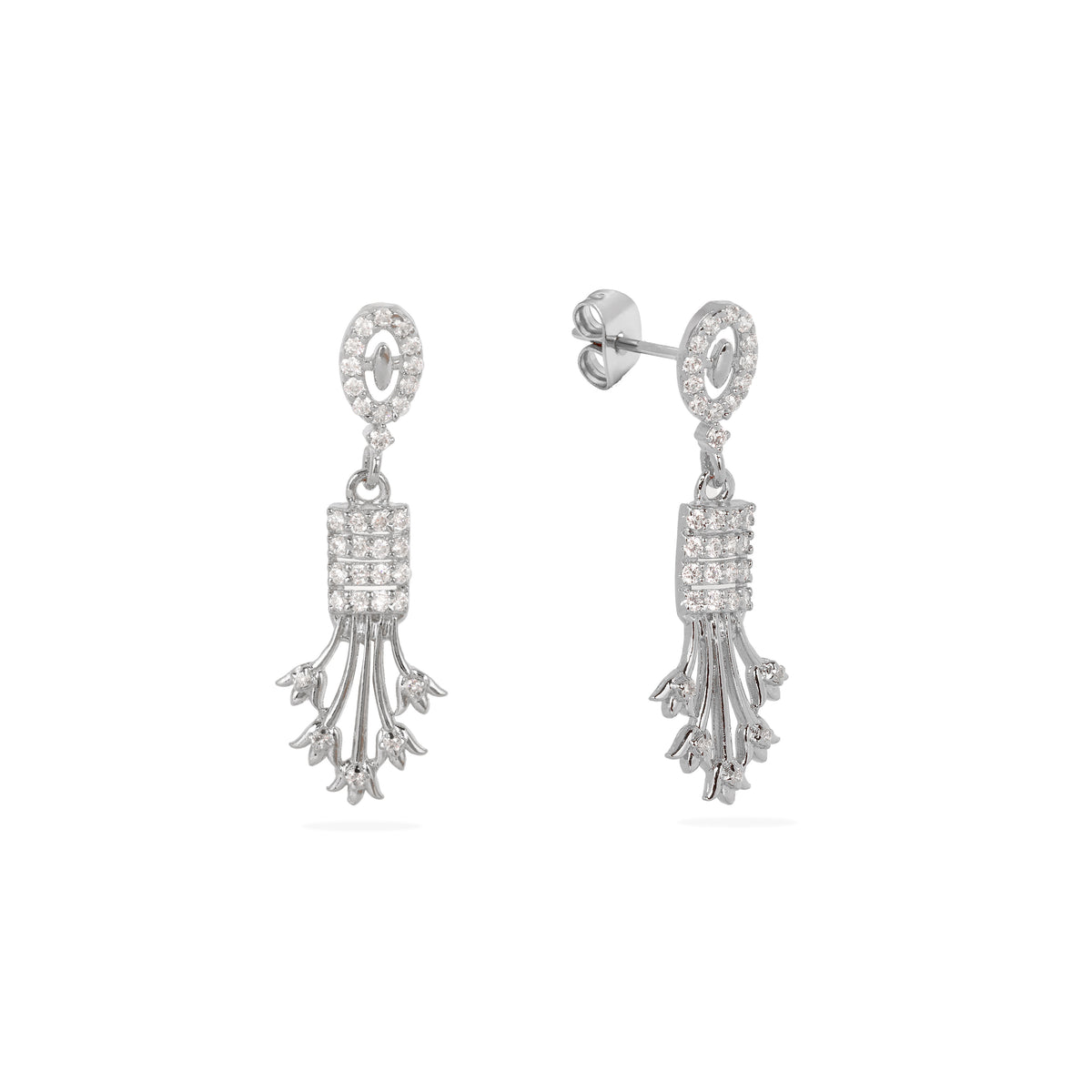 Glamorous 925 Sterling Dangle Earrings with Crystals