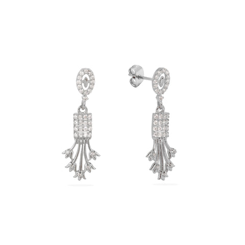 Glamorous 925 Sterling Dangle Earrings with Crystals