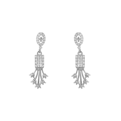 Glamorous 925 Sterling Dangle Earrings with Crystals