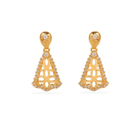 Luxurious Gold-Plated 925 Silver Earrings with Crystal Embellishments and Filigree Design