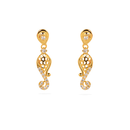 Elegant 925 Silver Gold-Plated Drop Earrings Adorned with Sparkling Crystals