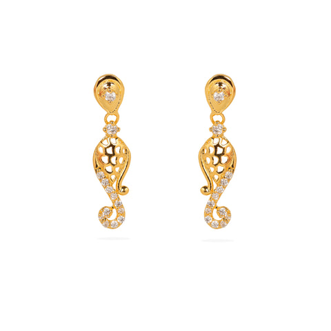 Elegant 925 Silver Gold-Plated Drop Earrings Adorned with Sparkling Crystals