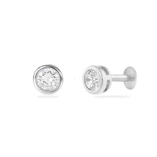 925 Sterling Silver Unisex Zirconia Stone South Screw Stud