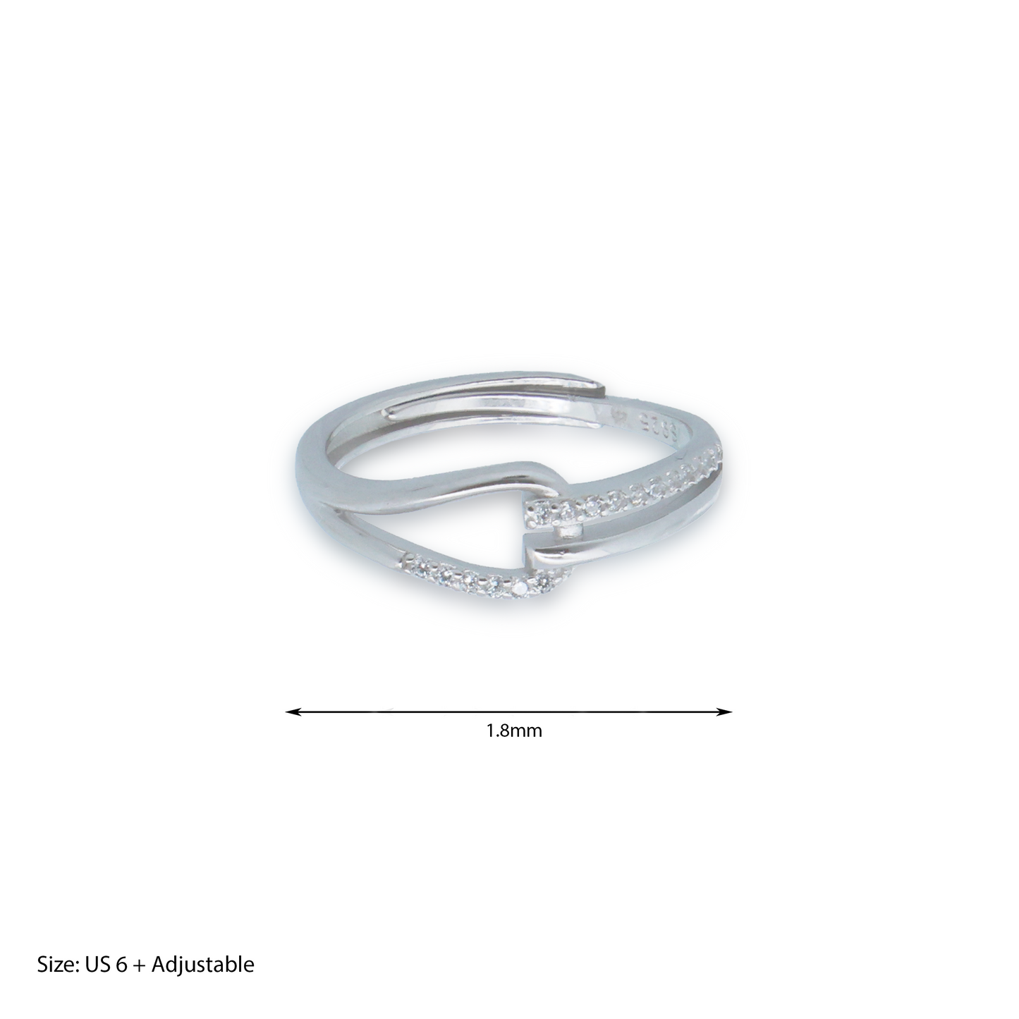 Sparkle Teardrop Adjustable Ring Silver ring