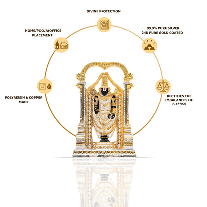 PURE GOLD AND SILVER COATED VENKATESHWAR A SWAMY IDOL