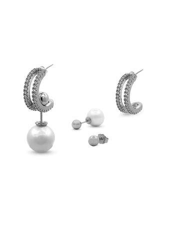 SILVER 4IN1 EARRINGS FOR HER