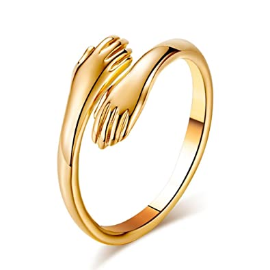 925 SILVER GOLD PLATED  HUG RING